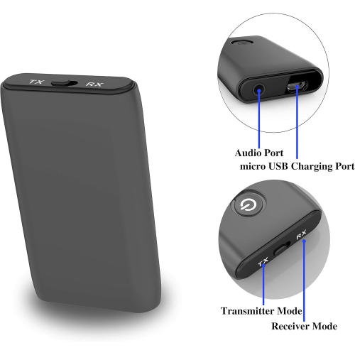 Bluetooth 5.3 Transmitter and Receiver, 2-in-1 Wireless Audio Transmitter, 3.5mm Aux Bluetooth Audio Receiver Adapter