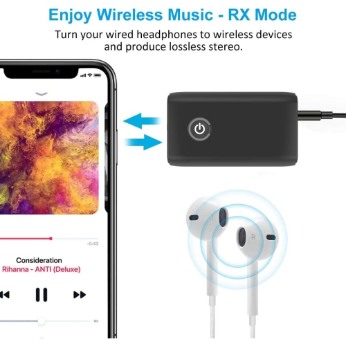 Bluetooth 5.3 Transmitter and Receiver, 2-in-1 Wireless Audio Transmitter, 3.5mm Aux Bluetooth Audio Receiver Adapter