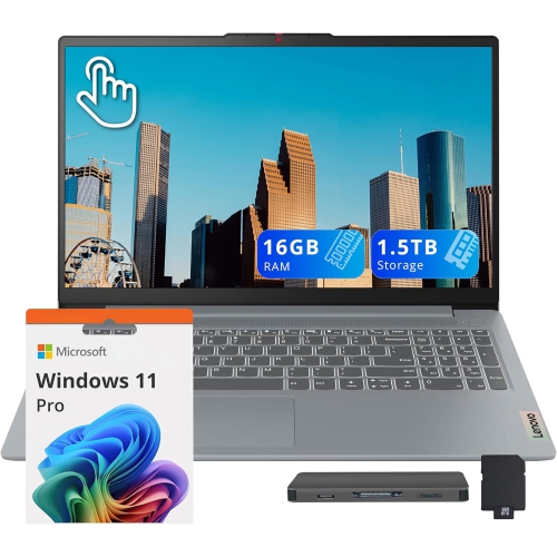 LENOVO  Ideapad Slim 3 15.6 Fhd Touchscreen Laptop, Amd Ryzen 7 5825U, 1.5Tb Storage (512GB SSD+1Tb Docking Station Set), 16GB Ram, Amd Radeon