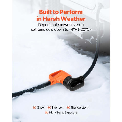 VEVOR 100 FT RV Extension Cord,50 Amp,125V 7500W Heavy Duty STW 6/3 + 8/1 Gauge Wire,NEMA 14-50P Male NEMA 14-50R Female Plug,with LED