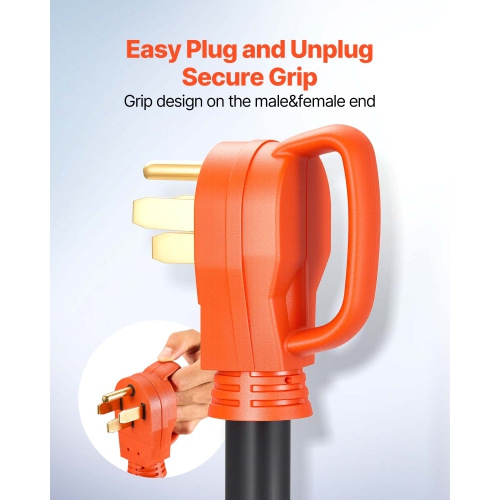 VEVOR 100 FT RV Extension Cord,50 Amp,125V 7500W Heavy Duty STW 6/3 + 8/1 Gauge Wire,NEMA 14-50P Male NEMA 14-50R Female Plug,with LED