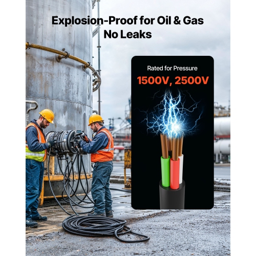 VEVOR 25 FT 6AWG Portable Power Cable, Heavy Duty 600V SOOW Electrical Power Cable, Industrial Grade Electric Wire, Premium CPE Rubber Jacket, Copper