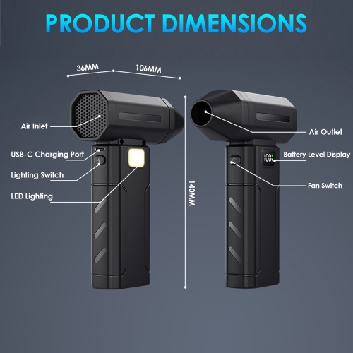 Portable 100,000RPM Turbo Jet Handheld Fan With 5 Speed Settings Rechargeable Battery Cooling Fan For Outdoor Camping Activities