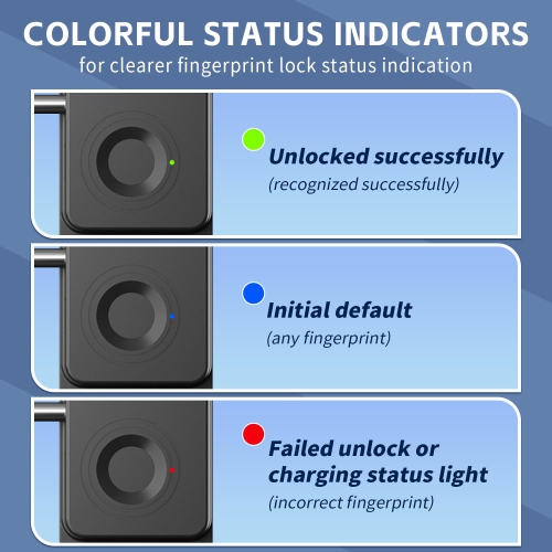Serrure intelligente pour armoire de réfrigérateur à lecteur d'empreintes digitales, appareil sécuritaire résistant à l'installation sans perceuse