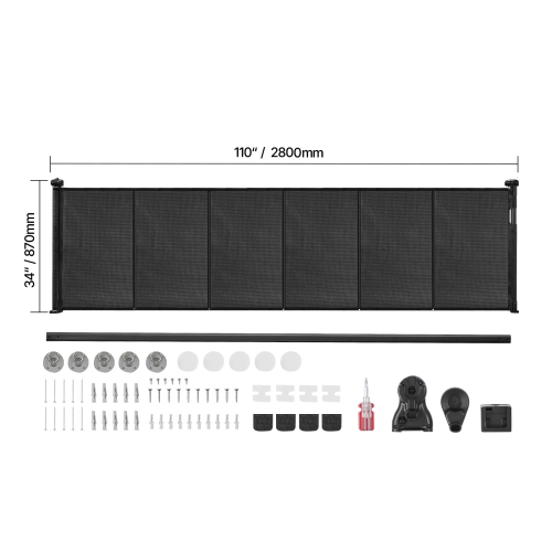 VEVOR 34 inch Tall Retractable Baby Gate, Extends up to 110 inch Wide, Retractable Gate for Kids or Pets, Mesh Material, Easy to Install for Indoor