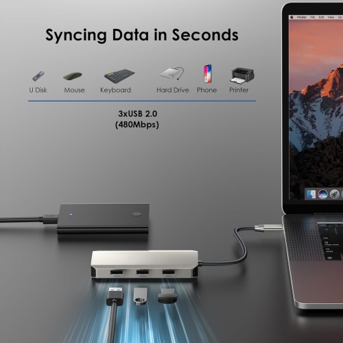 Triple Display Docking Station with 100W Power Delivery, Triple 4K@60Hz Ultra HD Display, Dual HDMI, DP, 3 USB Ports for Dell/HP/Lenovo, Windows