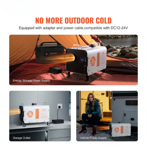 VEVOR 12V/24V 8KW Diesel Air Heater CYJRQHWKWS8KPFJW3V1, Bluetooth App, Remote Control, CO Alarm, Quiet, Fast Heating for RV, Truck, Cabin,white