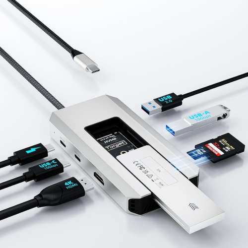 10Gbps USB-C Hub with M.2 PCIe/SATA SSD Port, HDMI, 100-W-PD, USB-A & C 3.2/2.0, SD & TF Compatible with MacBook/Chromebook/Dell/HP/Lenovo