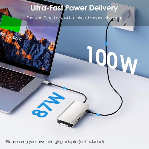 10Gbps USB-C Hub with M.2 PCIe/SATA SSD Port, HDMI, 100-W-PD, USB-A & C 3.2/2.0, SD & TF Compatible with MacBook/Chromebook/Dell/HP/Lenovo