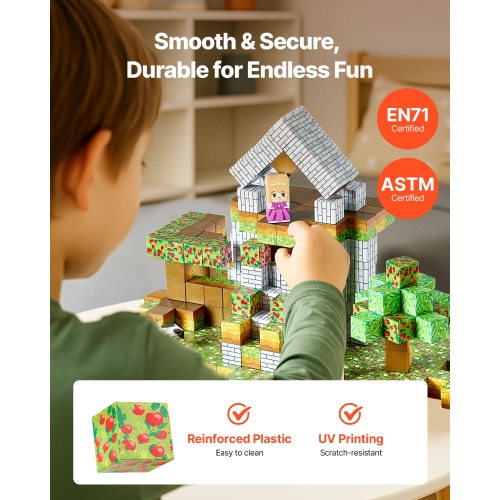 VEVOR 150 PCS Magnetic Blocks, Forest Castle Set, Magnetic Building Cubes for Kids, STEM Montessori Sensory Toys for Christmas Birthday Gift, for 3+