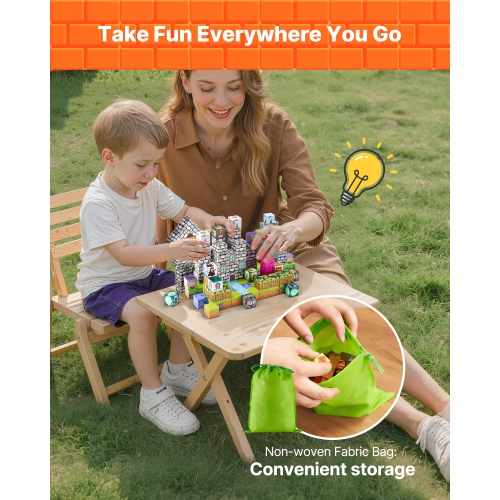 VEVOR 100 PCS Magnetic Blocks, Cemetery Zombies Set, Magnetic Building Cubes for Kids, STEM Montessori Sensory Toys for Christmas Birthday Gift, for