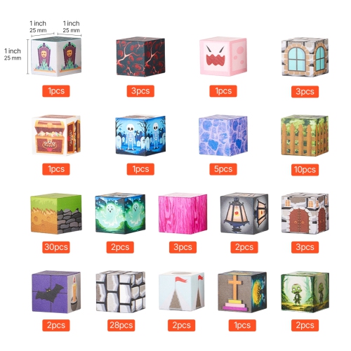 VEVOR 100 PCS Magnetic Blocks, Cemetery Zombies Set, Magnetic Building Cubes for Kids, STEM Montessori Sensory Toys for Christmas Birthday Gift, for