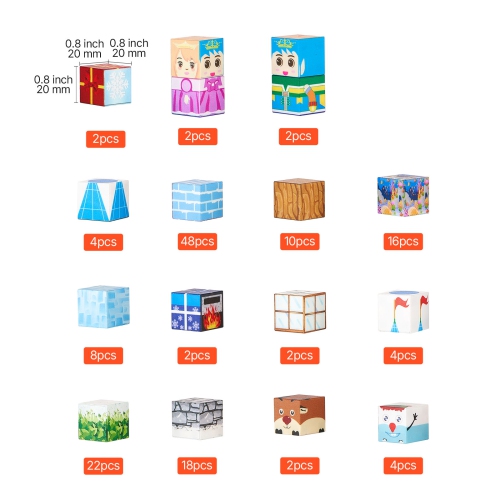 VEVOR 150 PCS Magnetic Blocks, Glacier Castle Set, Magnetic Building Cubes for Kids, STEM Montessori Sensory Toys for Christmas Birthday Gift, for 3+