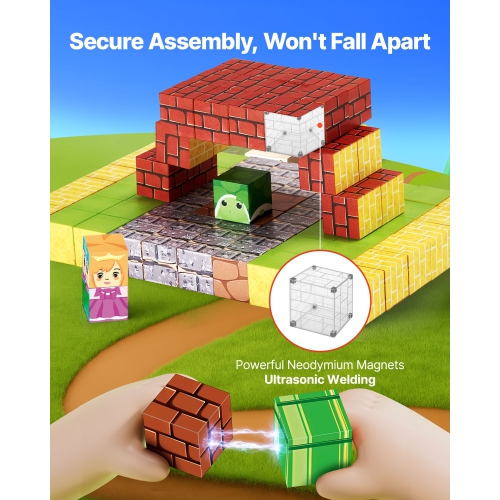 VEVOR 100 PCS Magnetic Blocks, Magnet Blocks Set, Magnetic Building Cubes for Kids, STEM Montessori Sensory Toys for Christmas Birthday Gift, for 3+