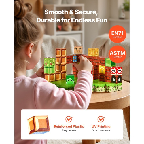 VEVOR 100 PCS Magnetic Blocks, Magnet Blocks Set, Magnetic Building Cubes for Kids, STEM Montessori Sensory Toys for Christmas Birthday Gift, for 3+