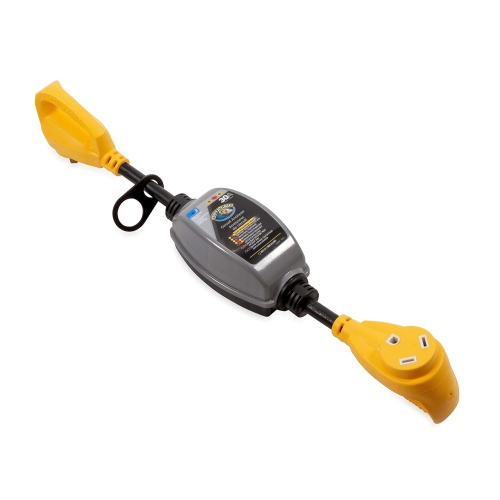 Camco PowerGrip 30-Amp Camper/RV Circuit Analyzer Dogbone | Features Integrated Surge Protection Up to 2100 Joules & Diagnostic LEDs