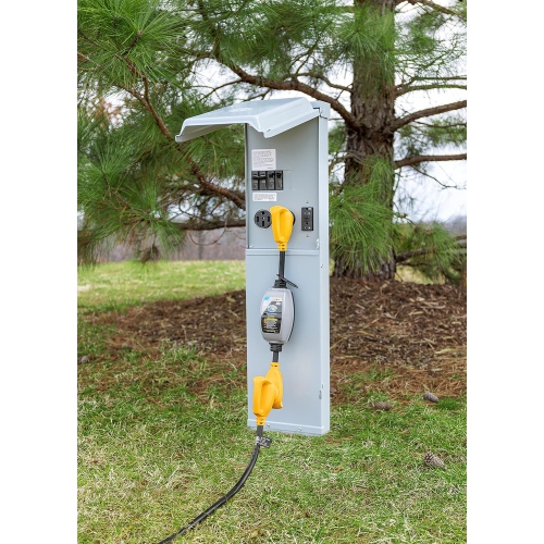 Camco PowerGrip 30-Amp Camper/RV Circuit Analyzer Dogbone | Features Integrated Surge Protection Up to 2100 Joules & Diagnostic LEDs