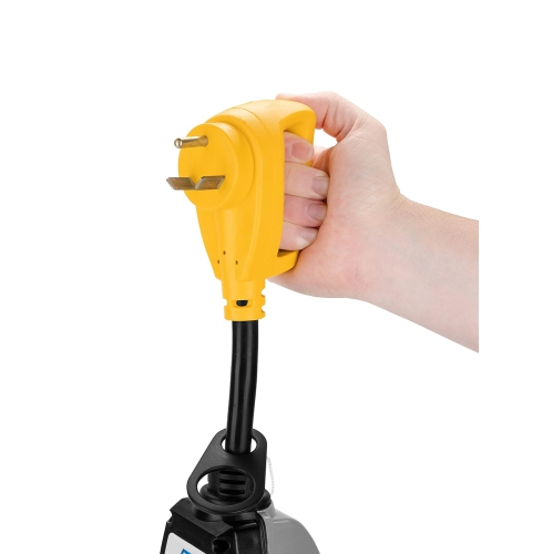 Camco PowerGrip 30-Amp Camper/RV Circuit Analyzer Dogbone | Features Integrated Surge Protection Up to 2100 Joules & Diagnostic LEDs