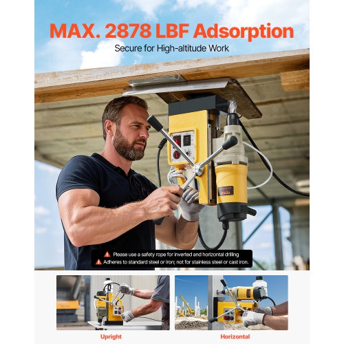 VEVOR 1450W Magnetic Drill, Motor 2 in Boring Diameter, 2878 lbf Electric Mag Drill Press, with 6 Coring Bits, Variable Speed, Drilling Machine for