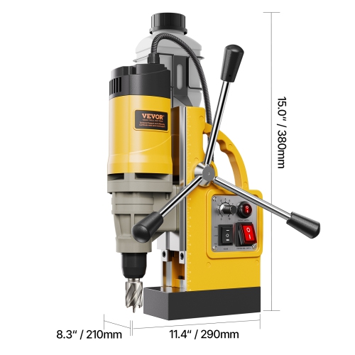 VEVOR 1450W Magnetic Drill, Motor 2 in Boring Diameter, 2878 lbf Electric Mag Drill Press, with 6 Coring Bits, Variable Speed, Drilling Machine for