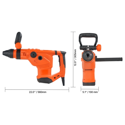 VEVOR 1600W Corded Hammer Drill, 175-350RPM Electric Demolition Drills, 2-Inch SDS-Max Rotary Hammer Driver, 3 Functions Chipping Power Tool Kit for