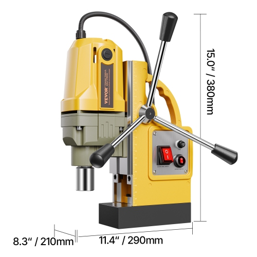 VEVOR 1400W Motor Magnetic Drill, 1.6 in Boring Diameter, 2810 lbf Portable Electric Mag Drill Press, with 11 Coring Bits, 800 RPM Speed, Drilling