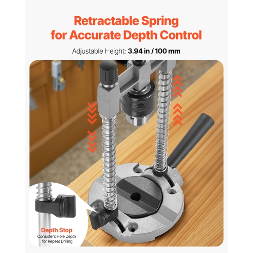 VEVOR Drill Guide, Multi-Angle Press Portable Precision Drilling Guide Jig Attachment, with Large Handle and Mounting Holes, Aluminum Alloy, for