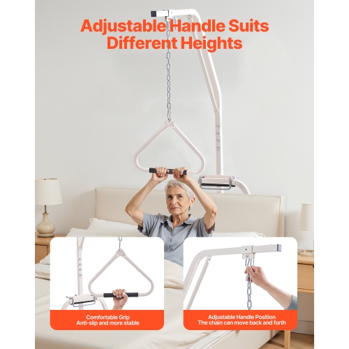 VEVOR 250LBS Load Trapeze Bar for Bed Mobility, Bed Trapeze with Clamps and Floor Stand, Bed Pull Up Assist for Elderly, Patients & Disabled,