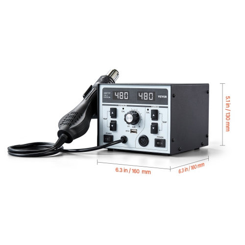 VEVOR 2-in-1 Hot Air Rework Station & Soldering Station, 820W LED Digital Rework and Soldering Iron Station with 5V USB Charging Port, ℃/℉