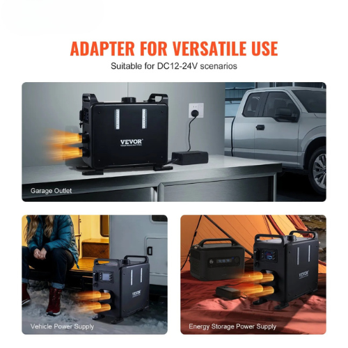 VEVOR 8kW Diesel Air Heater CY5002, 12V/24V with Bluetooth App, CO Alarm, Remote & Display Panel, Portable Heater for RVs, Trucks, Cars, Cabins,black