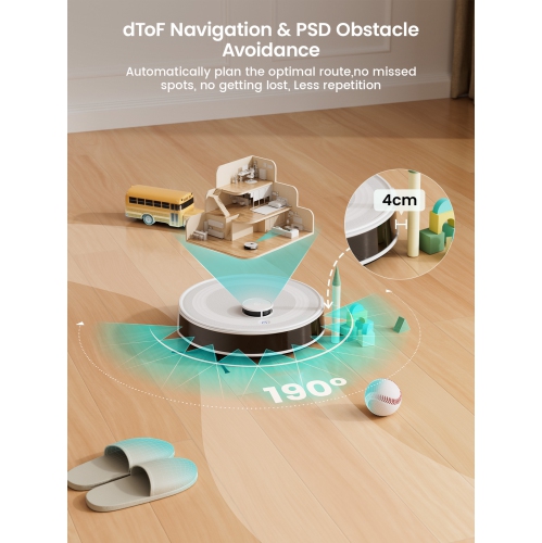 Lefant Robot Vacuum and Mop, 6000Pa Strong Suction, 140 Mins Runtime, dToF Navigation, 3-Floor Mapping, Self-Charging, Smart App Control, M2