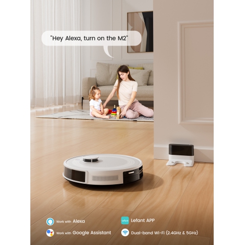 Lefant Robot Vacuum and Mop, 6000Pa Strong Suction, 140 Mins Runtime, dToF Navigation, 3-Floor Mapping, Self-Charging, Smart App Control, M2