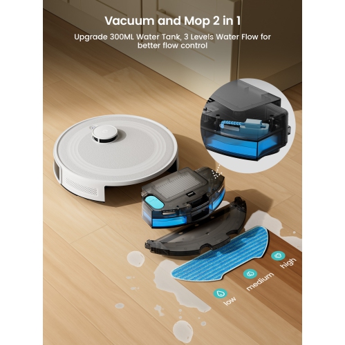 Lefant Robot Vacuum and Mop, 6000Pa Strong Suction, 140 Mins Runtime, dToF Navigation, 3-Floor Mapping, Self-Charging, Smart App Control, M2
