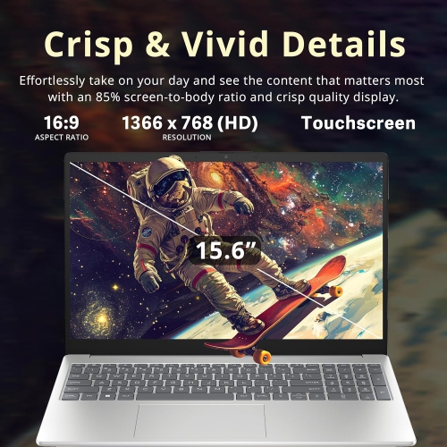 HP 15 15.6" HD Touchscreen Laptop - Intel i3-1315U - 32GB DDR4 - 2TB SSD - Intel UHD - Windows 11 - Silver by HP - Open Box condition - Image 3