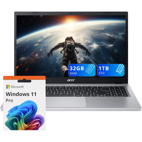 Open Box - acer Aspire 3 Laptop, 15.6" FHD IPS Display, AMD Ryzen 5 7430U, 1TB SSD, 32GB RAM, AMD Radeon Graphics, Backlit Keyboard, Webcam, Wi-Fi 6,