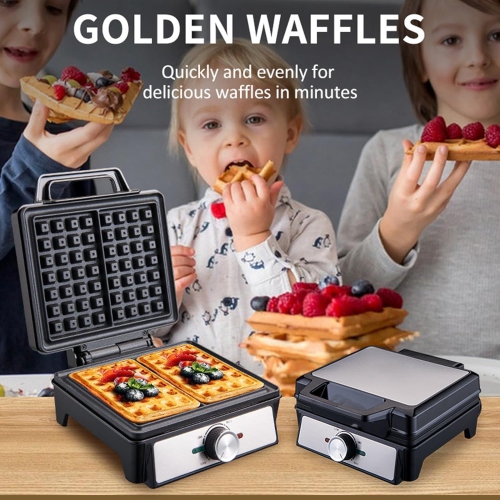 1600W Electric Waffle Maker, Double Waffle Maker, Mini Waffle Maker, Non-stick Pan, Adjustable Temperature Control, Suitable for Home, Cafe and