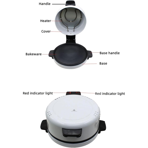 Electric pizza oven, 12-inch 2000W non-stick frying pan, suitable for pizza, steak, Arabic bread, etc.