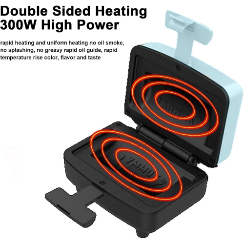 Mini sandwich maker with non-stick coating, double-sided heating waffle maker, automatic temperature control, suitable for home and kitchen