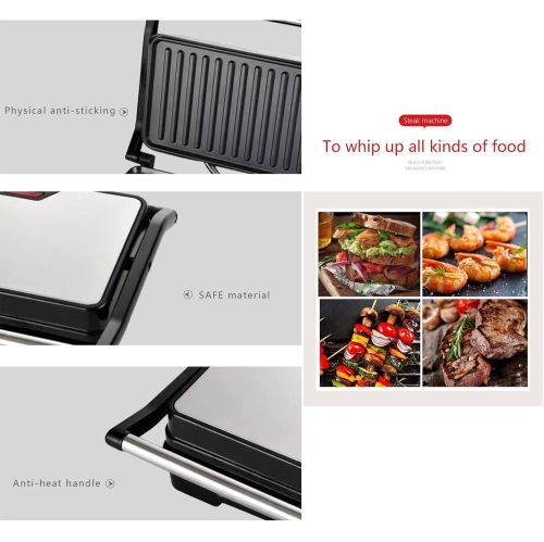 Grille-pain à sandwichs, machine à panini 750&nbsp;W, plaque chauffante antiadhésive, commande automatique de la température, grille à steak