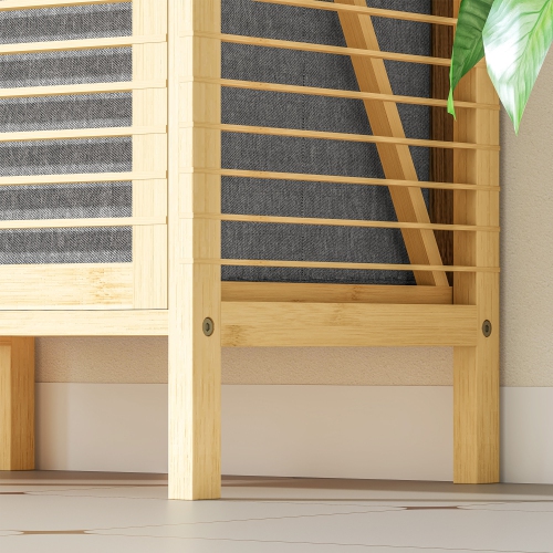 HOMCOM – Armoire à lessive en bambou, panier à linge inclinable et amovible, panier à linge de salle de bain avec tablettes ouvertes, naturel