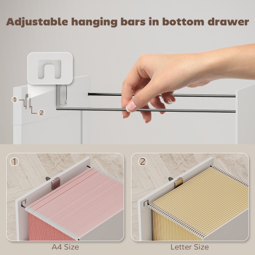 HOMCOM Mobile Filing Cabinet with Charging Station and USB Ports, Printer Stand with Lockable Drawers and Storage Shelves for Home Office, White