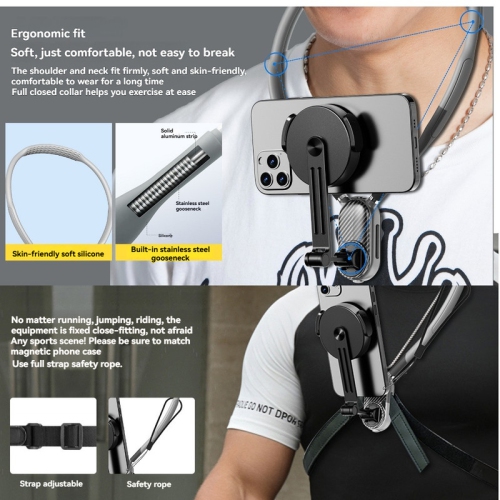 Support magnétique pour téléphone cellulaire, caméra 360&nbsp;mois pour téléphone à la première personne, support vidéo pour téléphone mobile