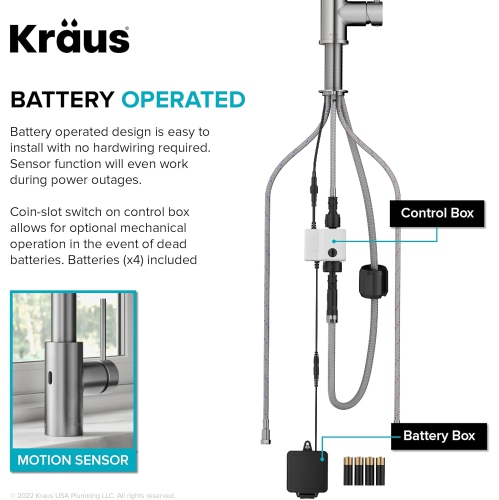 KRAUS Oletto Touchless Sensor Commercial Pull-Down Single Handle Kitchen Faucet with QuickDock Top Mount Assembly in Matte Black, KSF-2631MB