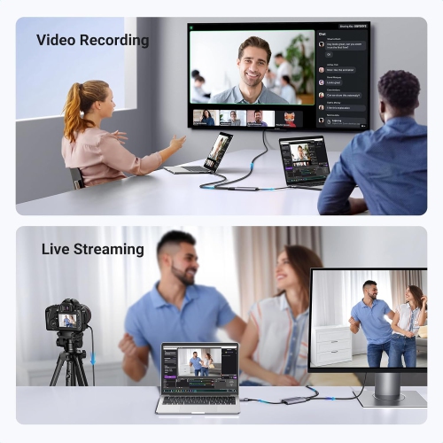 UGREEN 2K@30Hz HDMI Capture Card 4K@30Hz Passthrough Video USB 3.0 Full HD 1080P 60FPS with Low Latency for Streaming Gaming, Recording, Compatible