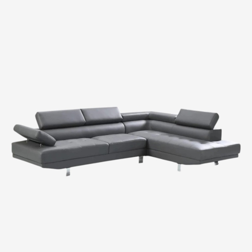 Canapé modulaire 3 places recouvert cuir et fauteuil orienté à droite Grayson de Cosmic Homes - Gris