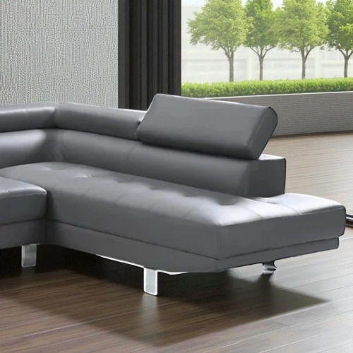 Canapé modulaire 3 places recouvert cuir et fauteuil orienté à droite Grayson de Cosmic Homes - Gris