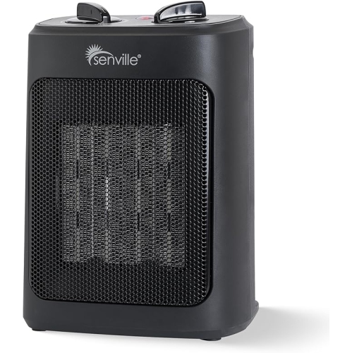 Senville Electric Space Heater with 3 Operating Modes, Adjustable Thermostat, Overheat and Tip-Over Protection, 1500W