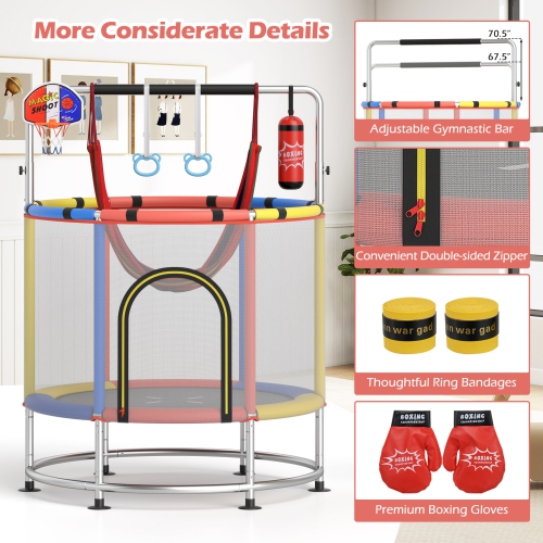 Gymax 6-in-1 Kids Trampoline Combo 55'' Toddler Play Activity Center w/Hammock