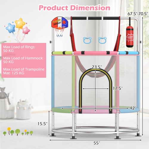 Gymax 6-in-1 Kids Trampoline Combo 55'' Toddler Play Activity Center w/Hammock