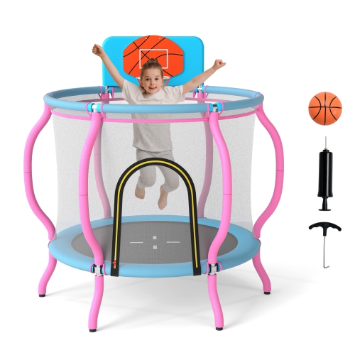 Gymax 48'' Kids Trampoline Indoor & Outdoor Pumpkin Trampoline w/Basketball Hoop